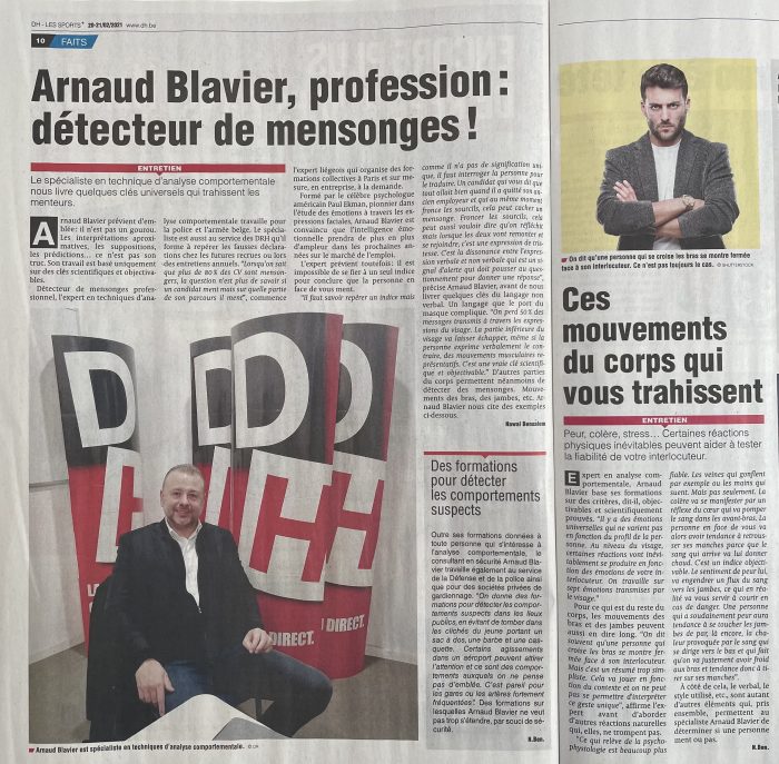 Presse - La DH - Arnaud Blavier - méthodes Ekman